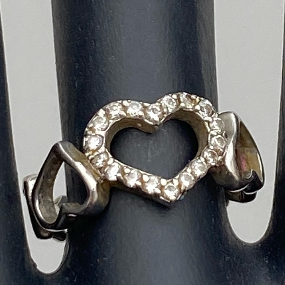 Vintage R.S. Covenant (RSC) 925 Sterling & CZ Open Hearts Ring size 6